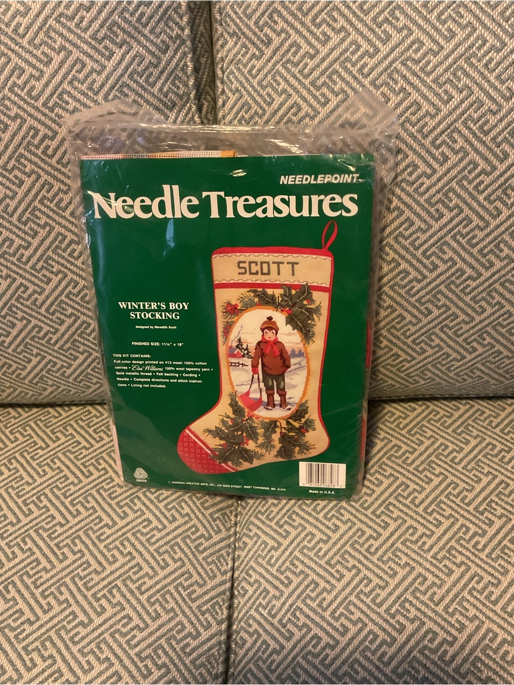 Needle Treasures 'Winter's Boy' Needlepoint Stocking Kit. Unopened.
